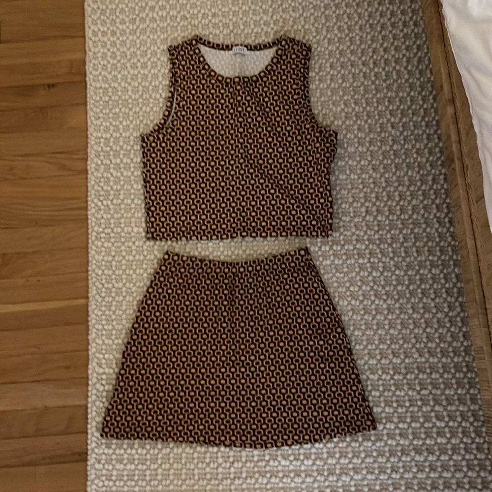 LESET Rio cropped printed stretch-jersey tank & skirt - Picture 5 of 7